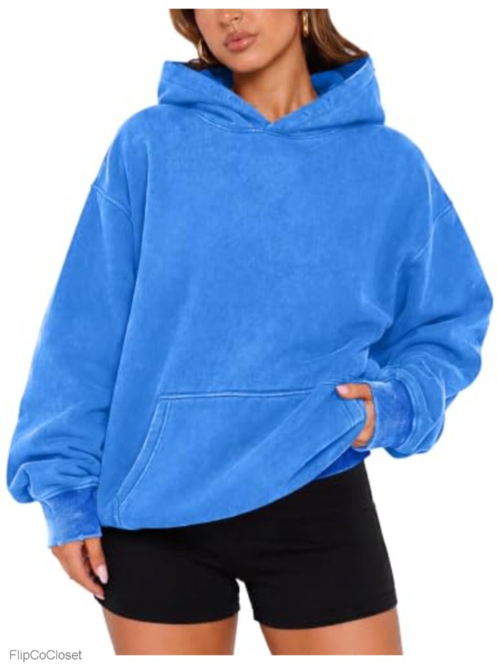 Oversized Acid Wash Hoodie Heavyweight Fleece Pullover Sweatshirt
